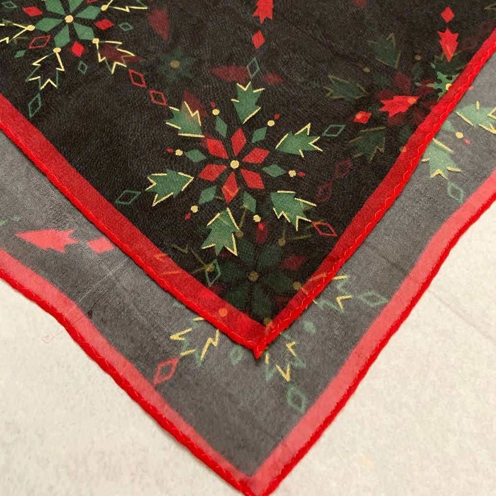 Sheer black scarf festive pattern